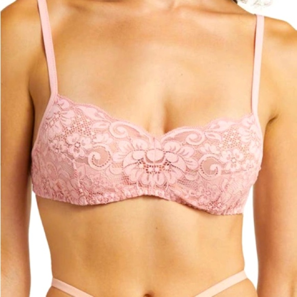 Free People We Are Hah Hook Me Lace Bra In Dusty Rose Size 30-38 C NEW